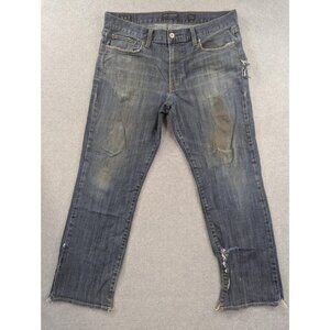 Lucky Brand 361 Vintage Straight Jeans Mens 34x30 Blue Distressed Denim Relaxed